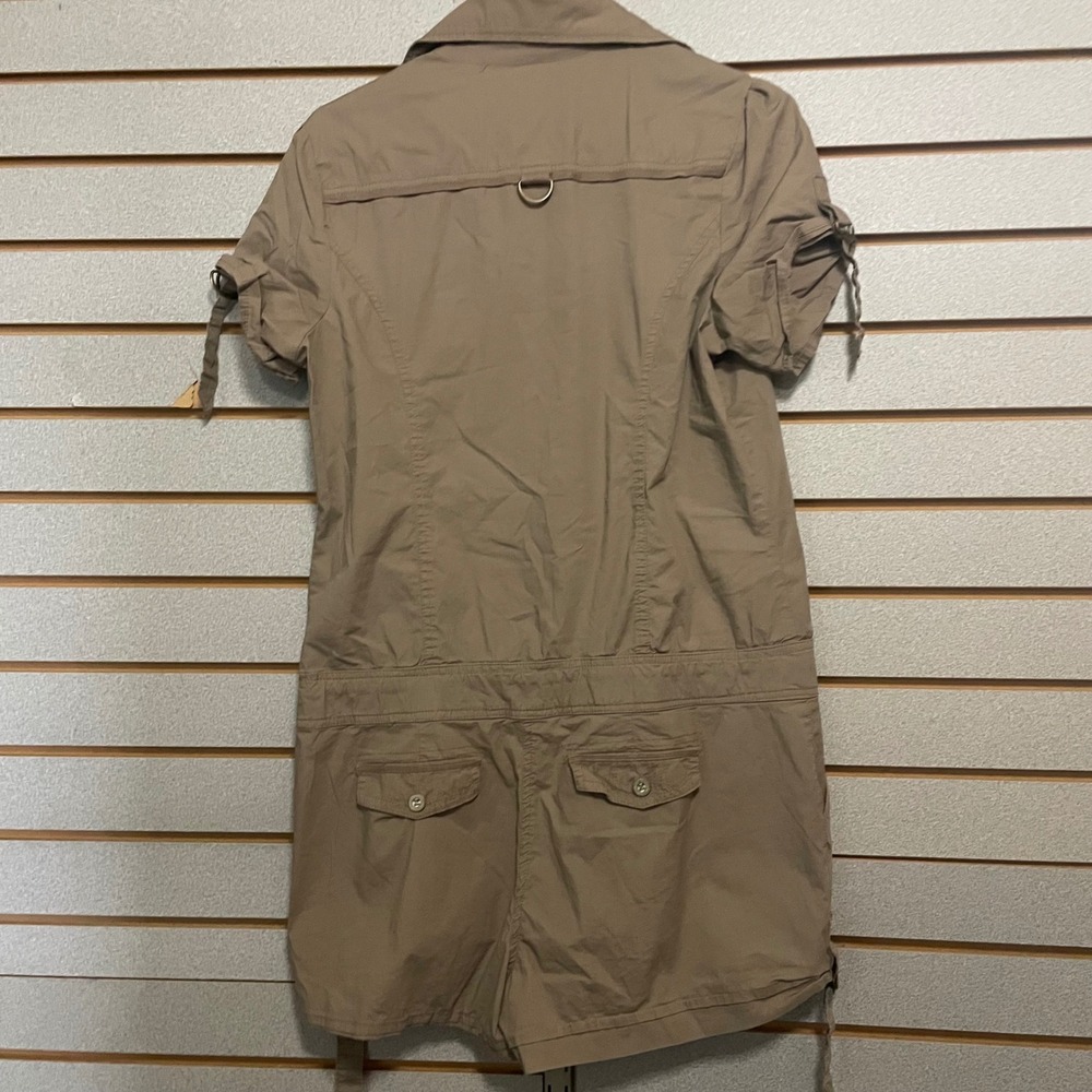 Jolt Khaki Utility Romper Shortsleeve Button Up Drawstring Waist XL - Picture 6 of 6